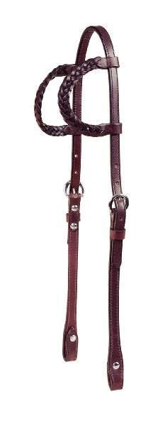 Braided Double Ear Bridle Leather Heastall Bk/Gry