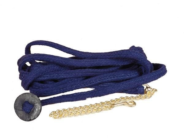 Flat Braid Rope Lunge Line/Brass Chain 25 Blk/Gry