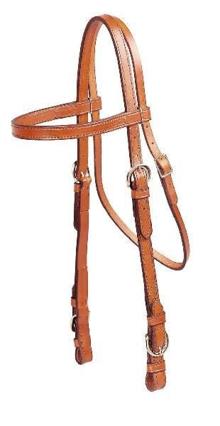 Double/Stitched Brow Band Headstall 5/8in Bk/Gry