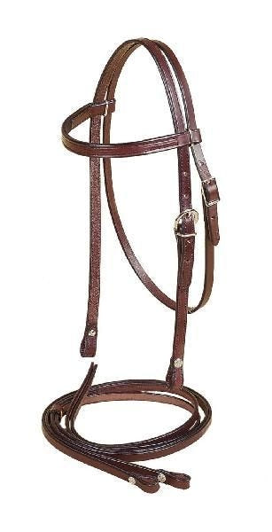 Pony Browband Headstall/Reins Filling Pony Bk/Gry