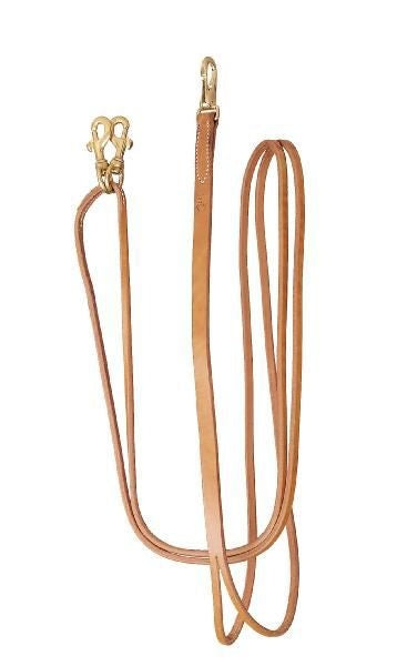 Tory Lthr Draw Reins Sliding Rein Snaps Chestnut