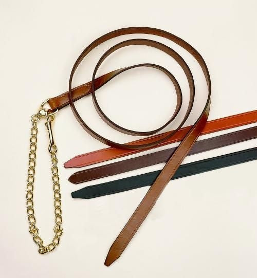 Leather 1 Single Ply Lead /Nickle Plated ChainBrn
