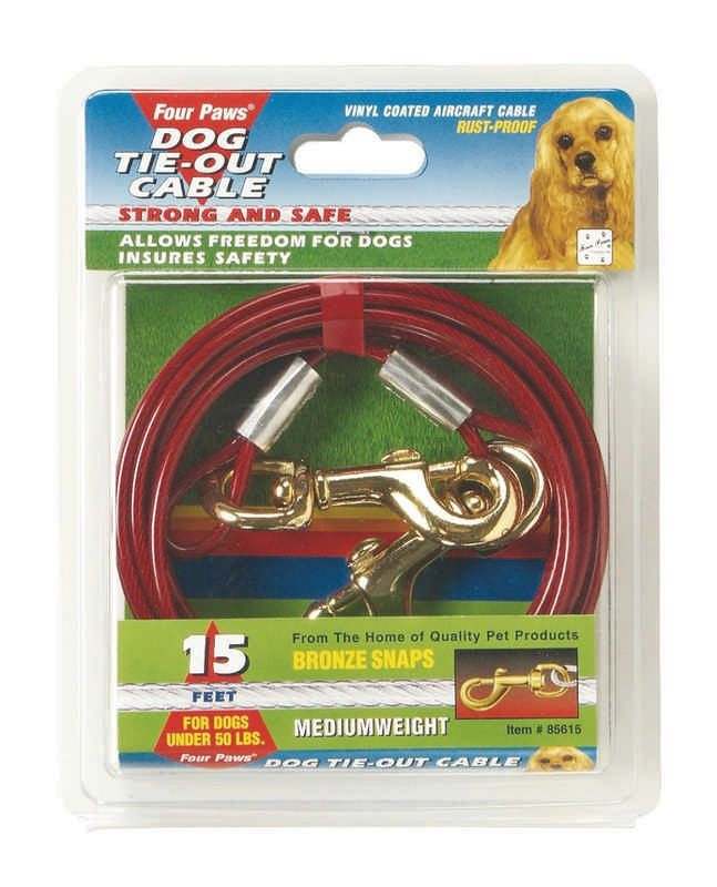 Medium Weight Tie Out Cable For Dogs 10 Ft Red