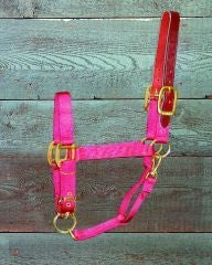 Adjustable Halter with Leather Crown Yearling Blk