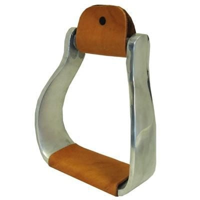 Aluminum Western Curved Stirrups with Leather Tread