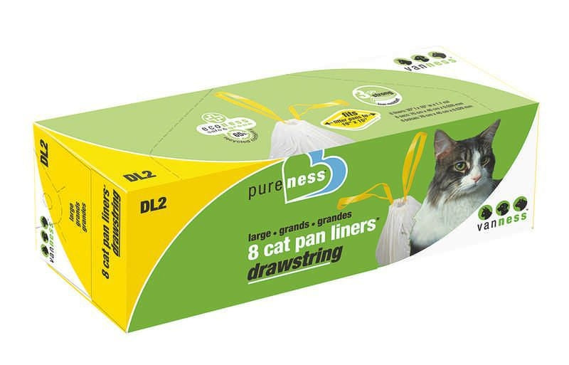 Drawstring Cat Litter Pan Liners LG-8pack Ivory