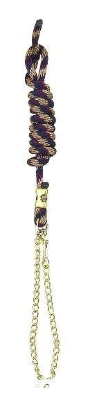 Perris Leather Nylon Lead with Chain 8ft Blk/Blu/Sil
