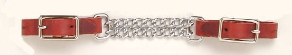 Royal King Double Chain Leather Curb Chain Brn