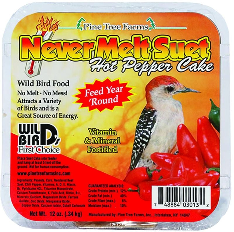 Pine Tree Never Melt Suet Cake 13oz Hot Pepper