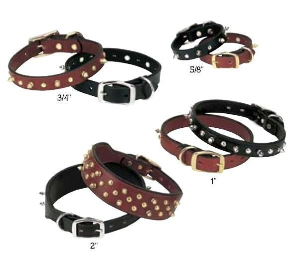 Weaver Spikes DoubleStitch Leather Collar