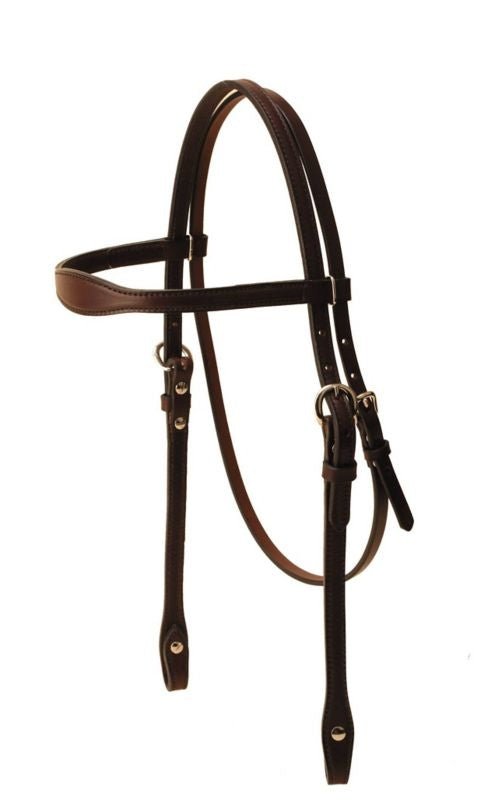 Tory Flared Brow Headstall 5/8in Horse Bk/Gry
