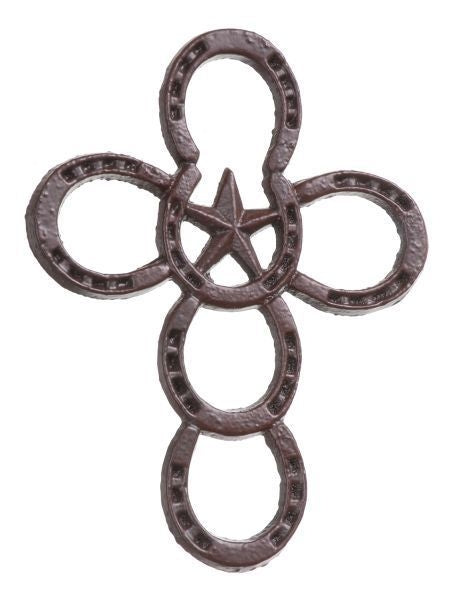 Gift Corral Metal Horseshoe CrossBk/Wh