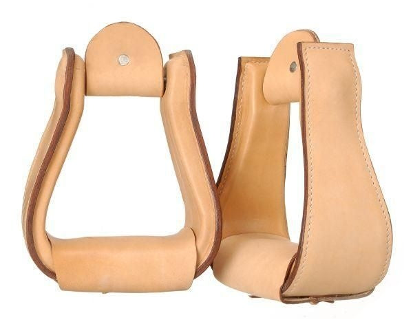 Tough1 Wide Leather Covered Stirrups Brn