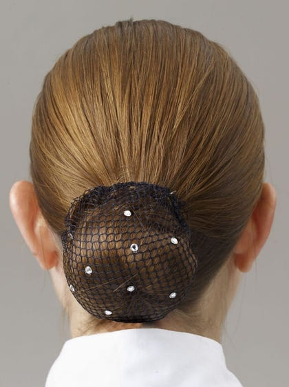 Showquest Swarovski Bun Net One Size Bk/Wh