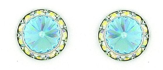 Finishing Touch Aqua Rivoli Stone Earrings Silver