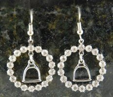 Crystal Ring Stirrup Fish Hook Earrings Silver
