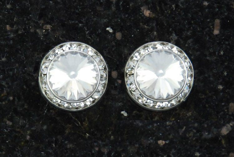 Crystal Rivoli Stone In Crystal Frame Earring Silv