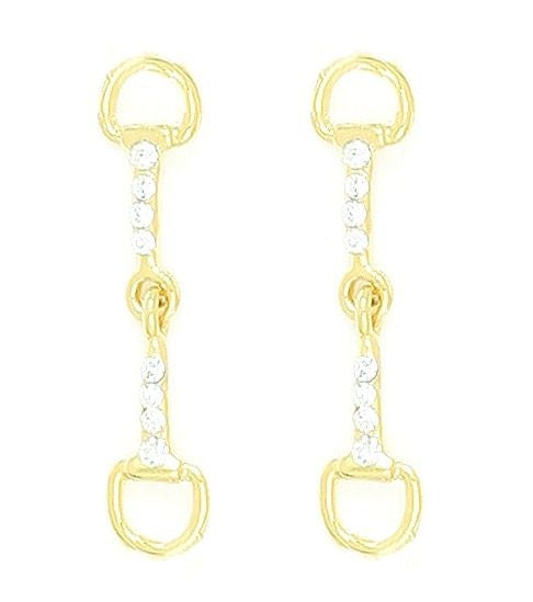 Snaffle Earrings With Crystal Stones Gold