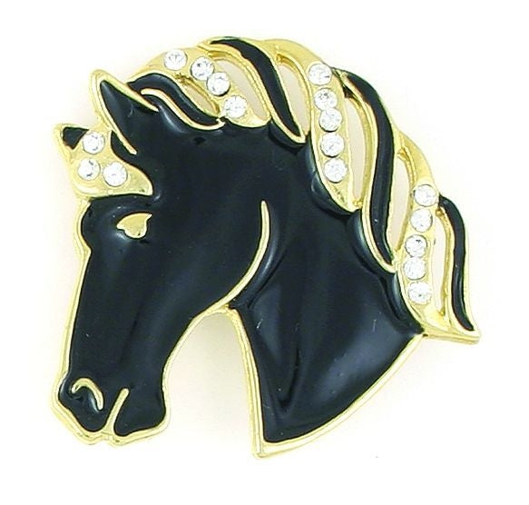 Finishing Touch Horse Head Black Epoxy Pin Gld