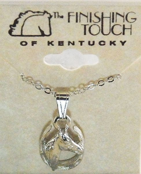 Horse Head In Horseshoe Necklace Silver