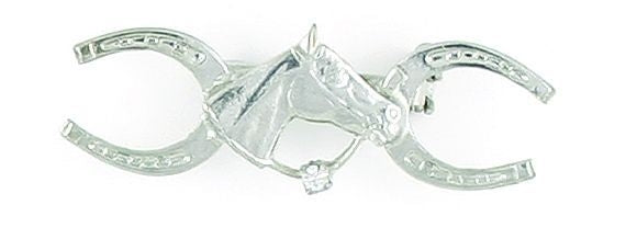 Finish Touch Horse Head with Reins Horseshoes Pin
