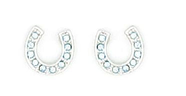 Horseshoe Light Sapphire Stone Earrings Silver