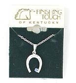 Horseshoe With Sapphire Stone Necklace Silver