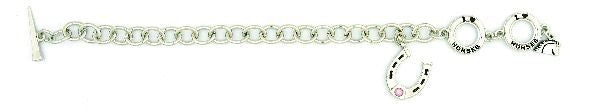 I Love Horses Toggle Bracelet With Horseshoe Silver