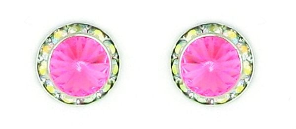 Rivoli Stone Aurora Borealis Frame Earring Silver