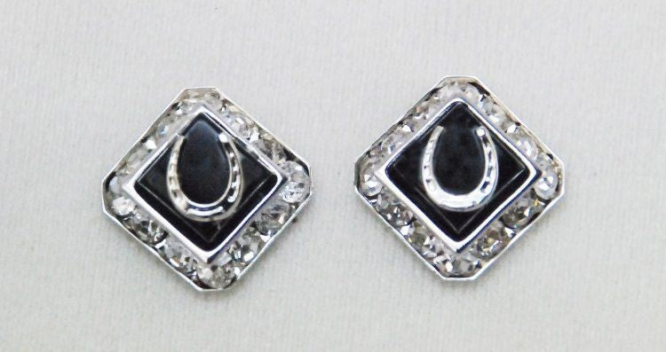 Square Rondell Earring/Horseshoe S Silver Finish