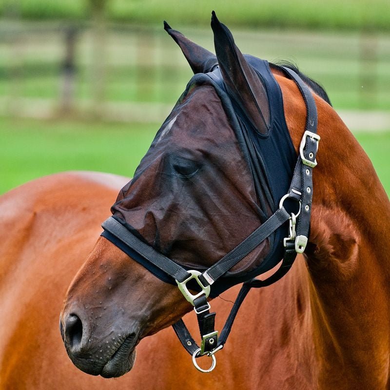 HorZe Fly Hood with Elasthan Cob Black