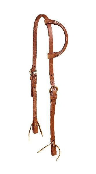 One Ear Single Ply Headstall - Tie Ends Bk/Gry