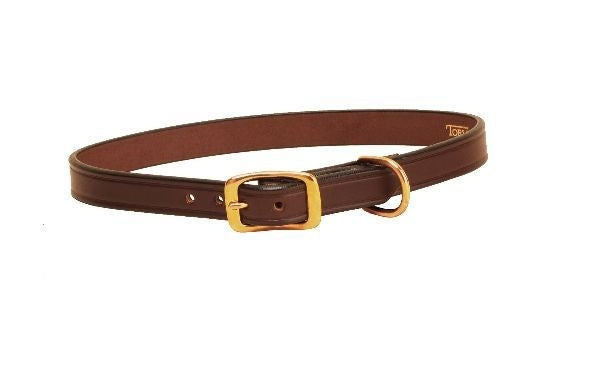 Tory Plain Creased Dog Collar 12in Havana