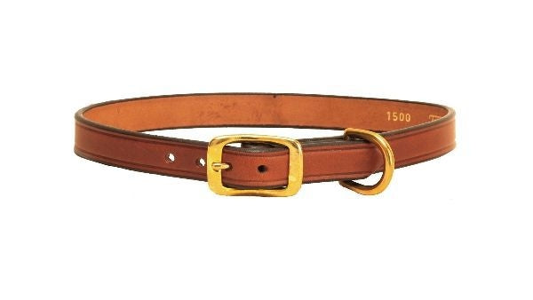 Tory Plain Creased Dog Collar 12in Havana