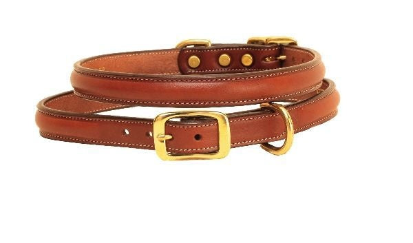 Tory Raised Leather Dog Collar 12in Bk/Gry