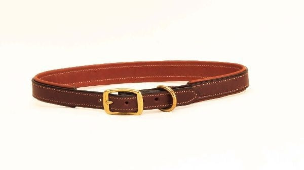 Tory 2-Tone Padded Leather Dog Collar 12in Brown