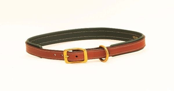 Tory 2-Tone Padded Leather Dog Collar 12in Brown