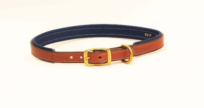Tory 2-Tone Padded Leather Dog Collar 12in Brown