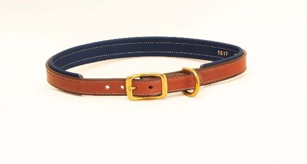 Tory 2-Tone Padded Leather Dog Collar 12in Brown
