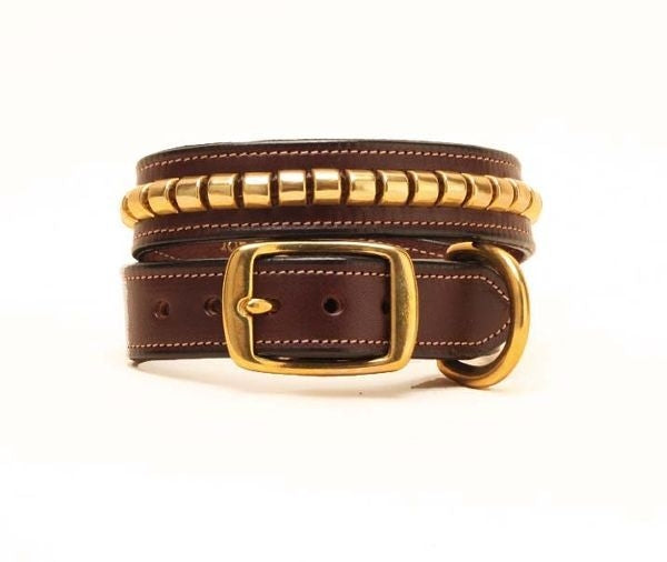 Tory Leather Leather Clinchers Dog Collar 16In Hav
