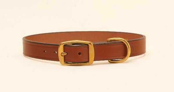 Tory Wide Leather Dog Collar 12in Oakbark
