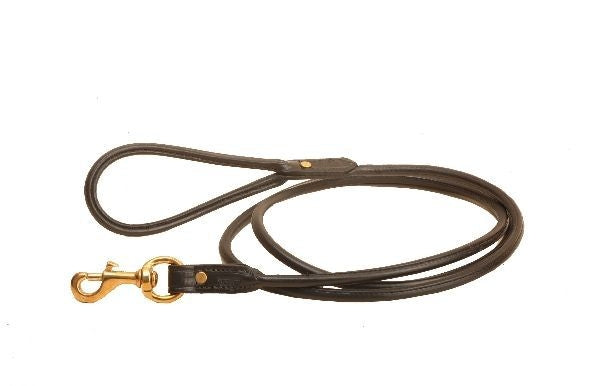 Tory Rolled Leather Dog Leash - 6 Ft 6 ft Blk/Gry