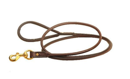 Tory Rolled Leather Dog Leash - 6 Ft 6 ft Blk/Gry
