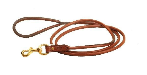 Tory Rolled Leather Dog Leash - 6 Ft 6 ft Blk/Gry