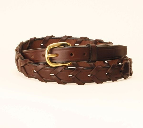 Tory 3/4In Laced Leather Belt With Brass Buckle 24 Br
