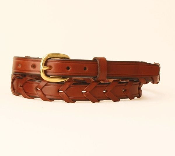 Tory 3/4In Laced Leather Belt With Brass Buckle 24 Br