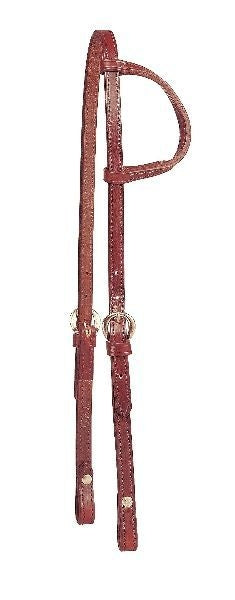 Dbl/Stitch Leather One Ear Headstall 5/8in Bk/Gry