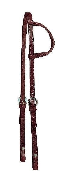 Dbl/Stitch Leather One Ear Headstall 5/8in Bk/Gry