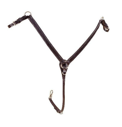 Adjustable Bridle Leather Breast Strap Pony Bk/Gry