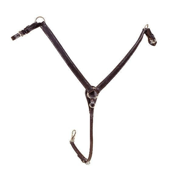Adjustable Bridle Leather Breast Strap Pony Bk/Gry